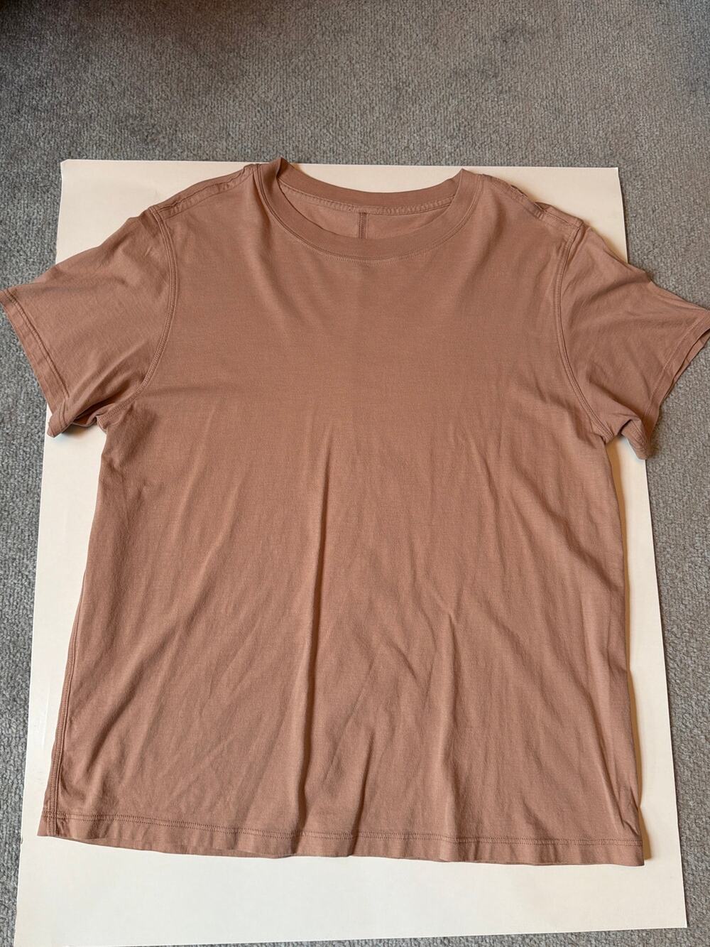 Lululemon All Yours Tee Cotton Crew Tan/Dusty Rose Short Sleeves Size 6